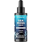 Vitamatic Liquid Organic Irish Sea Moss - Made with Bladderwrack & Burdock Root - 2800 mg per Serving - 2 FL OZ - Seamoss Supplement for Thyroid, Energy, Immune Support