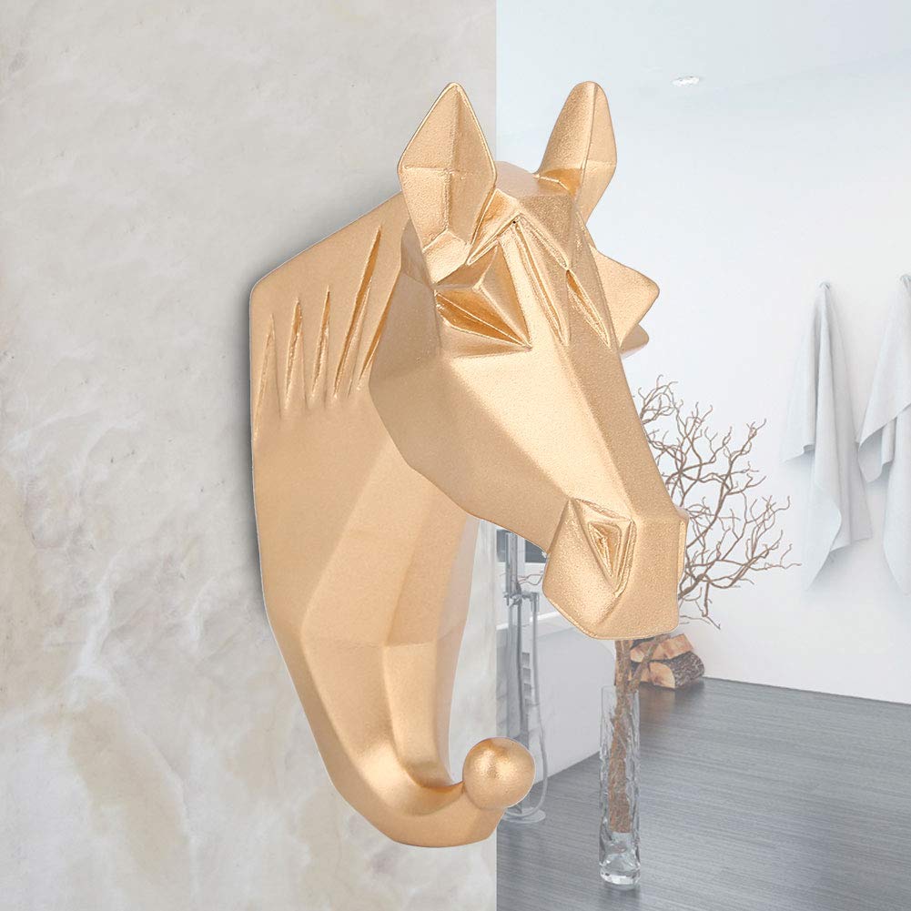 Mumusuki Resin Distinctive Coat Hooks, Animal Shape Wall Towel Hanging Hook for Bathroom Coat Hat Keys Hanger(Horse)