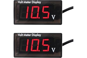 JUZITAO 2PCS DC 12V Car Digital Voltmeter Gauge, DC 5-28V Waterproof LED Display Motorcycle Voltmeter Power Energy Volt Meter Gauge for Motorcycle Vehicle Battery Voltage Monitor (Red)
