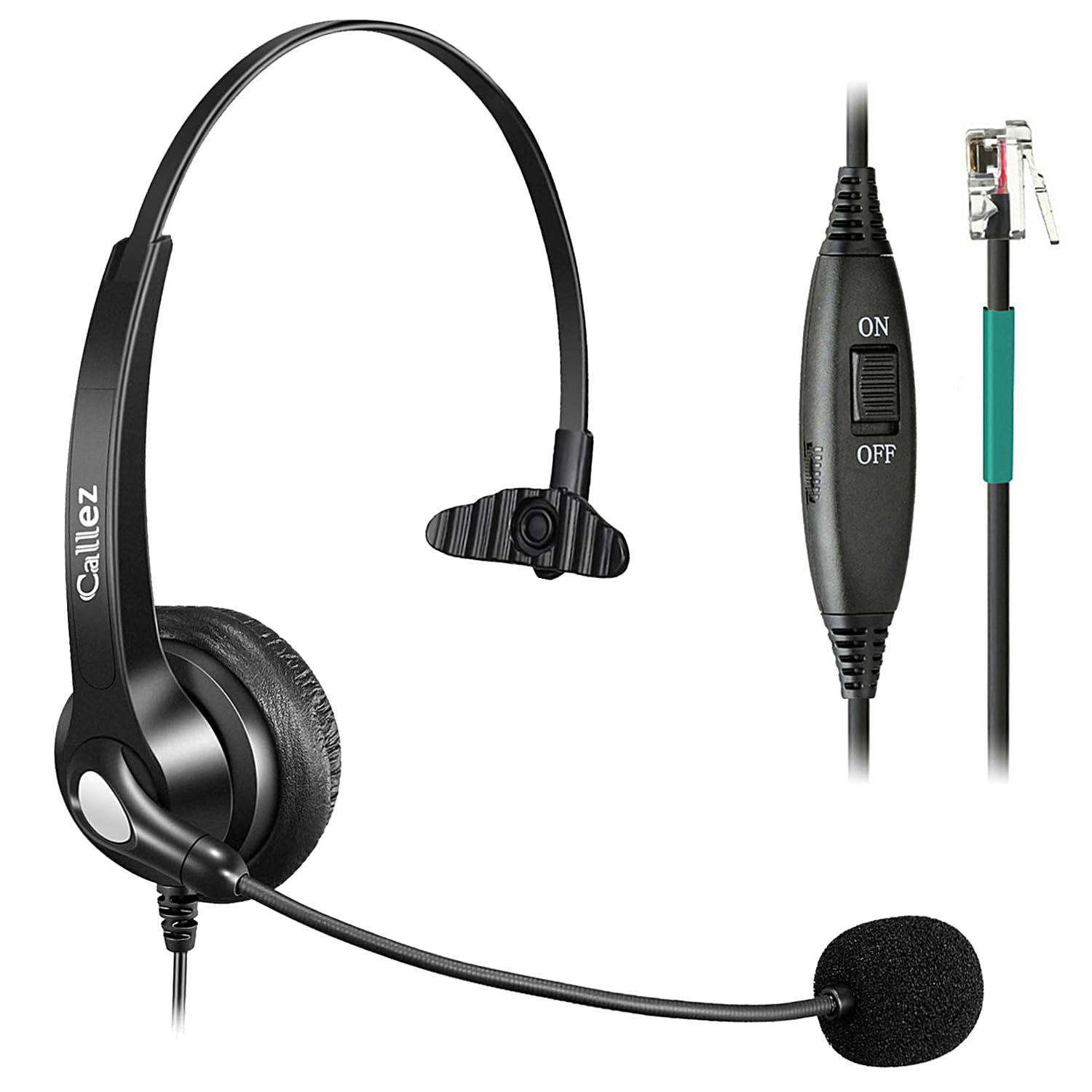 Callez RJ9 Phone Headset with Microphone Noise Cancelling, Office Telephone Headset Compatible with Polycom NEC Avaya BT Converse Paragon Mitel Alcatel ShoreTel Siemens Fanvil InterTel Landline Phones