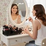 Bulla 360 Rotating Makeup Organizer, 5 Compartments, ABS Black Storage view 7