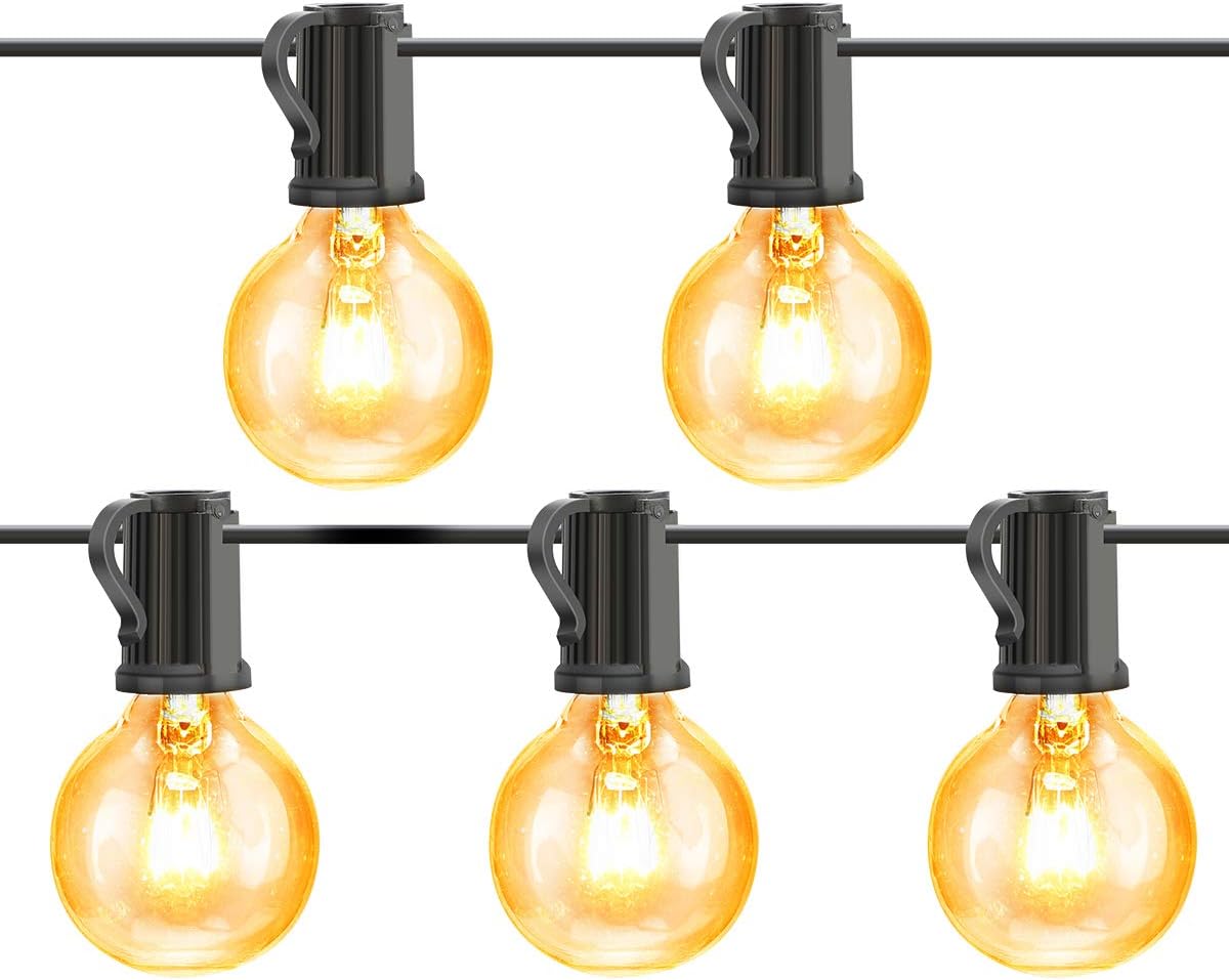 Outdoor String Lights, 25ft 30 Bulbs G40 Garden Globe String Lights Waterproof Indoor/Outdoor Hanging String Lighting Patio Terrace Cafe Bars Backyard Gazebos Pergola Homes ¡­