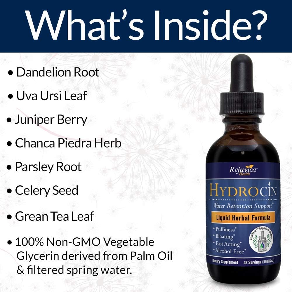 Hydrocin Natural Diuretic for Healthy Water Balance - All-Natural Herbal Liquid Formula - Dandelion, Chanca Piedra, Green Tea and More: Health & Personal Care