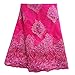 5 Yards African Lace Fabrics Nigerian French Beaded Tulle Fabric (Rose)