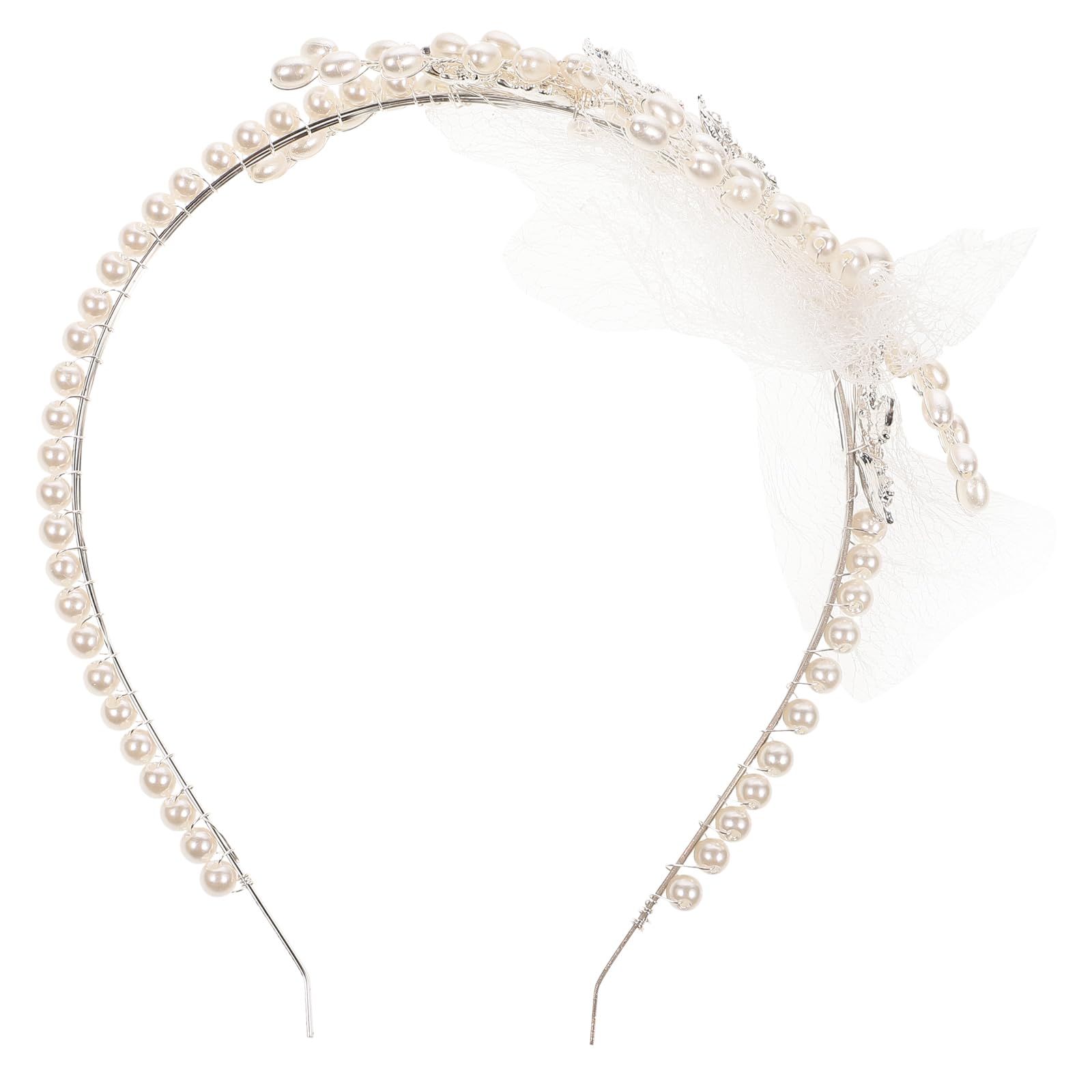 FRCOLOR Elegant Bridal Tiara Headband Pearl Headband for Wedding and Daily Wear