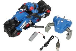 RiToEasysports 1:10 Scale RC Motorcycles Toy, 2.4Ghz ABS Remote Control Stunt Motorcycles with Drift Function 360° Stunts for