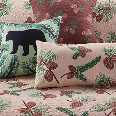 Virah Bella 3 Piece Full/Queen Cabin Quilt Bedding Set - Forest Pines - Rustic Country Reversible Patchwork Comforter… 61gnWgsfA7L