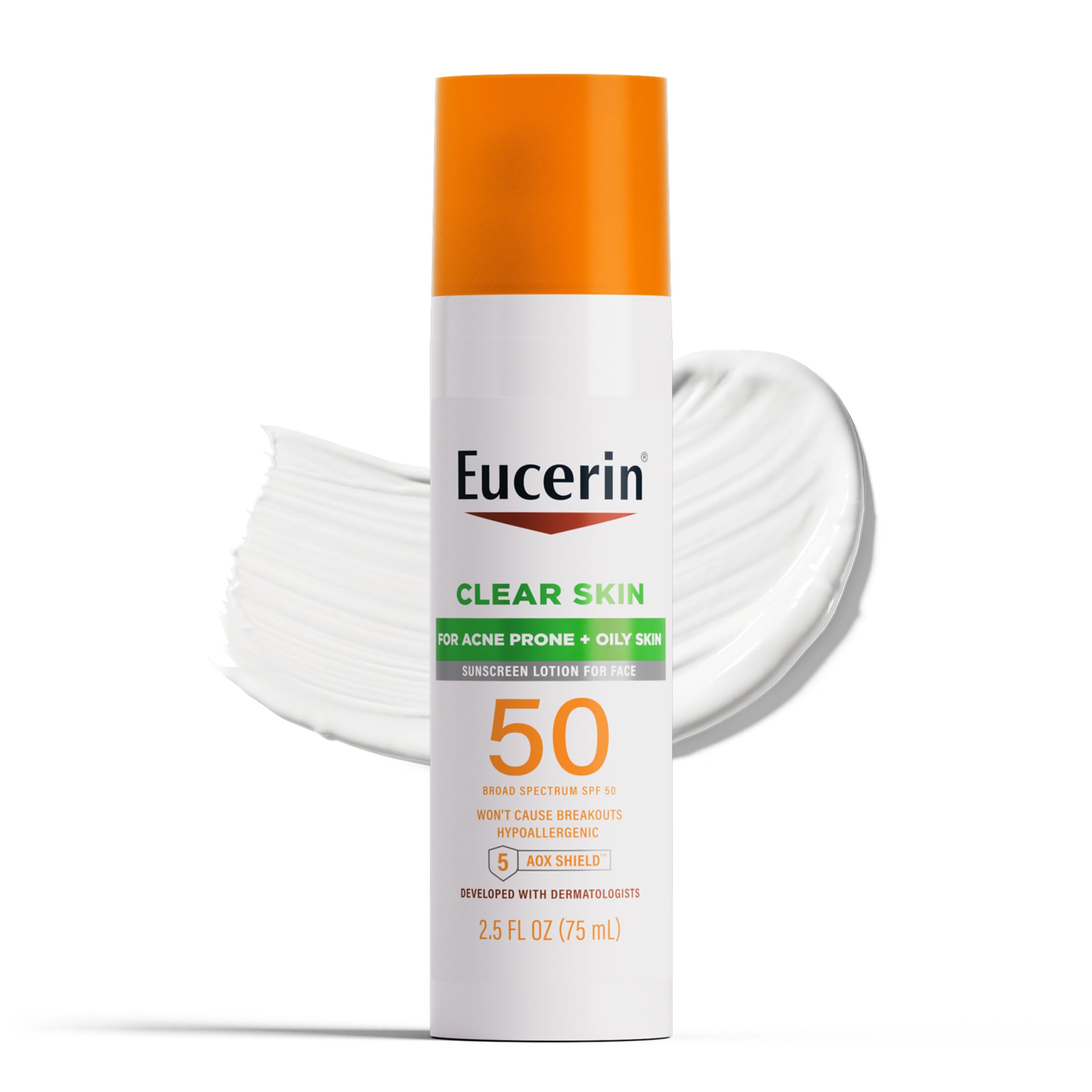 Eucerin Sun Clear Skin Face Sunscreen Lotion SPF 50 for Acne Prone and ...