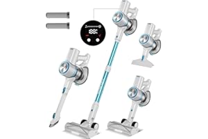 FABULETTA Cordless Vacuum Cleaner, 38Kpa Powerful Suction Up to 50 Min Runtime, 8 in 1 Lightweight Stick Vacuum Cleaner with Brushless Motor, Great for Pet Hair & Hard Floor (White-Blue)