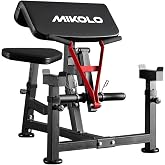 Mikolo Preacher Curl Bench, Plate Loaded Bicep Curl Machine, Bicep Workout Equipment，2 in 1 Arm Training Machine for Home Gym