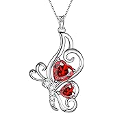 Butterfly Heart Necklace Birthstone Pendant Necklace Earrings Bracelet Women 925 Sterling Silver Animal Butterflies Birthstone Pendant Crystal Birthday Jewelry Wedding Gift