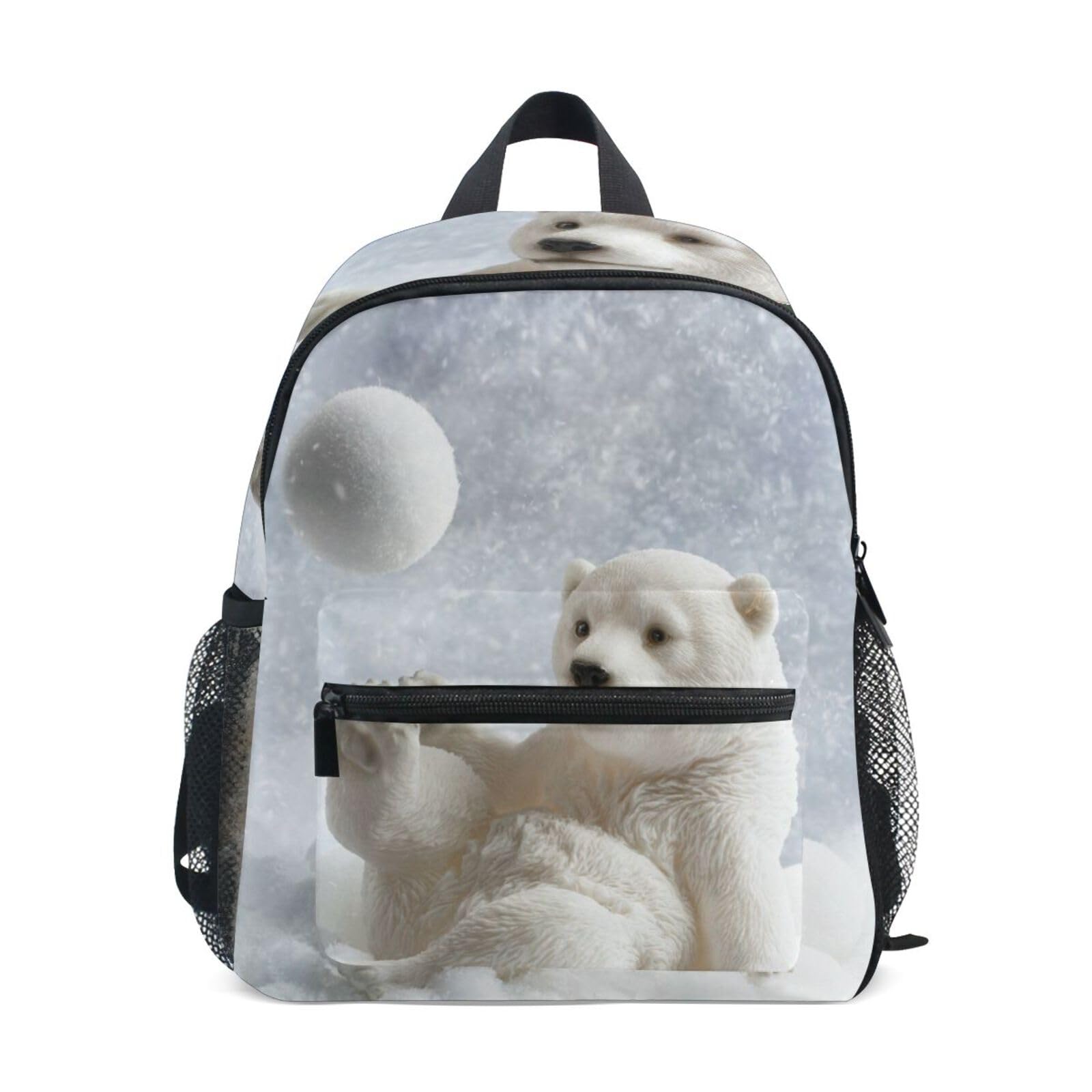 ISAOA Cute Polar Bear Children's Backpack for Boys Girls,Kid's Schoolbag for Kindergarten Preschool Toddler Baby Nursery Travel Bag with Chest Clip