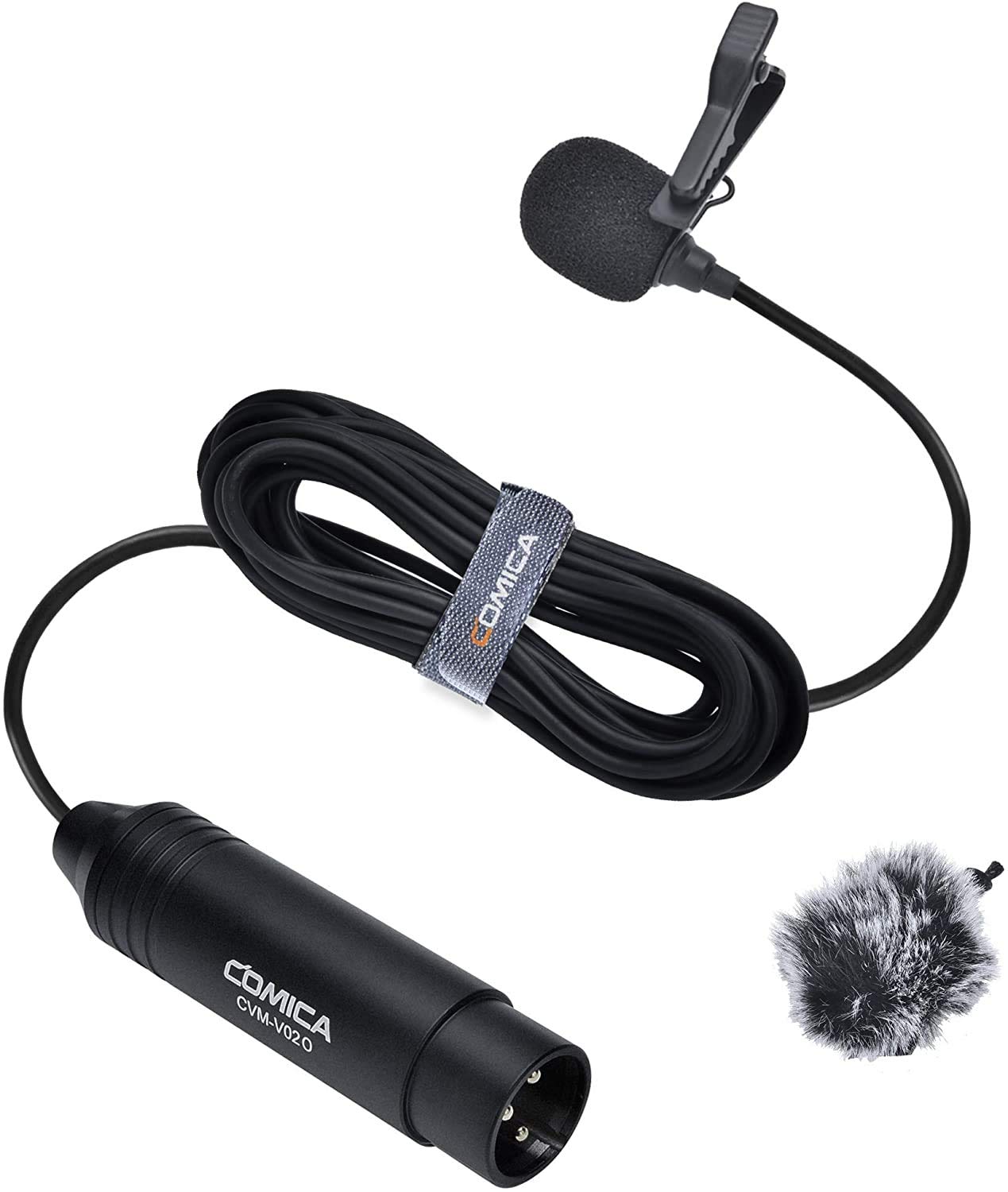 COMICA CVM-V02O XLR Lapel Lavalier Microphone Omnidirectional Interview Microphone for Canon Sony Nikon Panasonic Camcorders ZOOM H4n H5 H9 TASCAM Audio Recorders SmartMixer(1 pack,14.7ft)