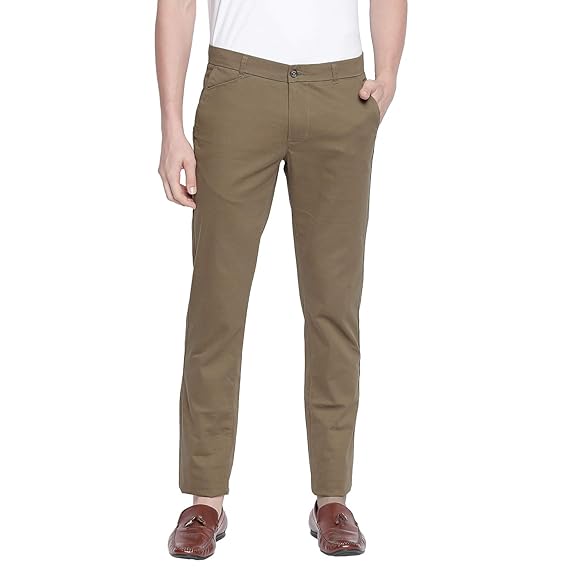 khaki stretch trousers