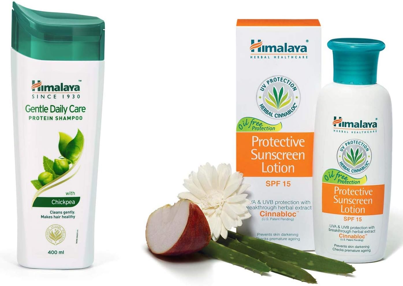 Himalaya Herbals Protein Shampoo with Chickpea, Gentle Daily Care, 400ml And Himalaya Herbals Protective Sunscreen Lotion, 100ml