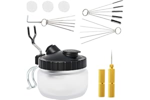 PODOY Airbrush Cleaning Kit Spray Wash Cleaning Pot Stabilizer Jar Bottles Holder with Cleaning Tools Needle Nozzle Brush