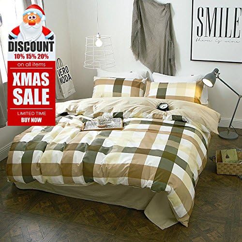 Plaid Printed Duvet Cover Set Queen Solid Reversible Bedding Set Super Soft Kids Adults Students Boys Girls Duvet Cover Set Hotel Quality Luxury Bedding Set for Thanksgiving Christmas New Year, Style2