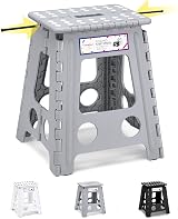 HOUSE DAY 16 inch Folding Step Stool Large Grey 300 lb Capacity