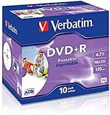 Verbatim 43508 16x Printable DVD+R 12cm 4.7GB Single Layer Jewel Case 10 Pack