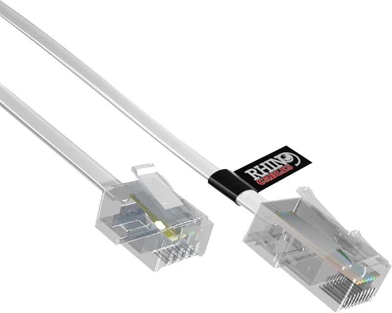 rhinocables RJ11 to RJ45 Cable 1m White Router Modem Ethernet Network Lead
