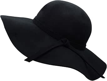 Wide Brim Wool Ribbon Band Floppy Hat 