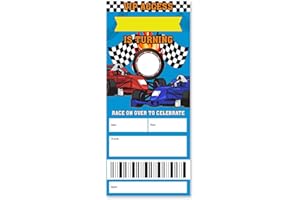 brayqu Race Car Birthday Invitations for Boy Red and Blue Car Racing Ticket Party Invitations Fill-in (20 Invitation Cards with Envelopes)