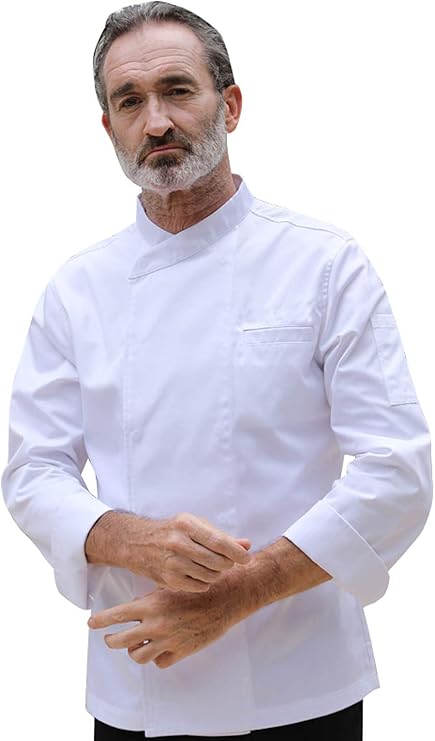 Amazon Co Jp コックコート コック服 長袖 メンズ シェフ 厨房 飲食店 ユニフォーム レストラン 制服 ホワイト L 服 ファッション小物