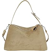 Suede Shoulder Bags For Women Crossbody Bag Suede Tote Bag Satchels Slouchy Work Purses Crescent Handbag Fall Top Handle