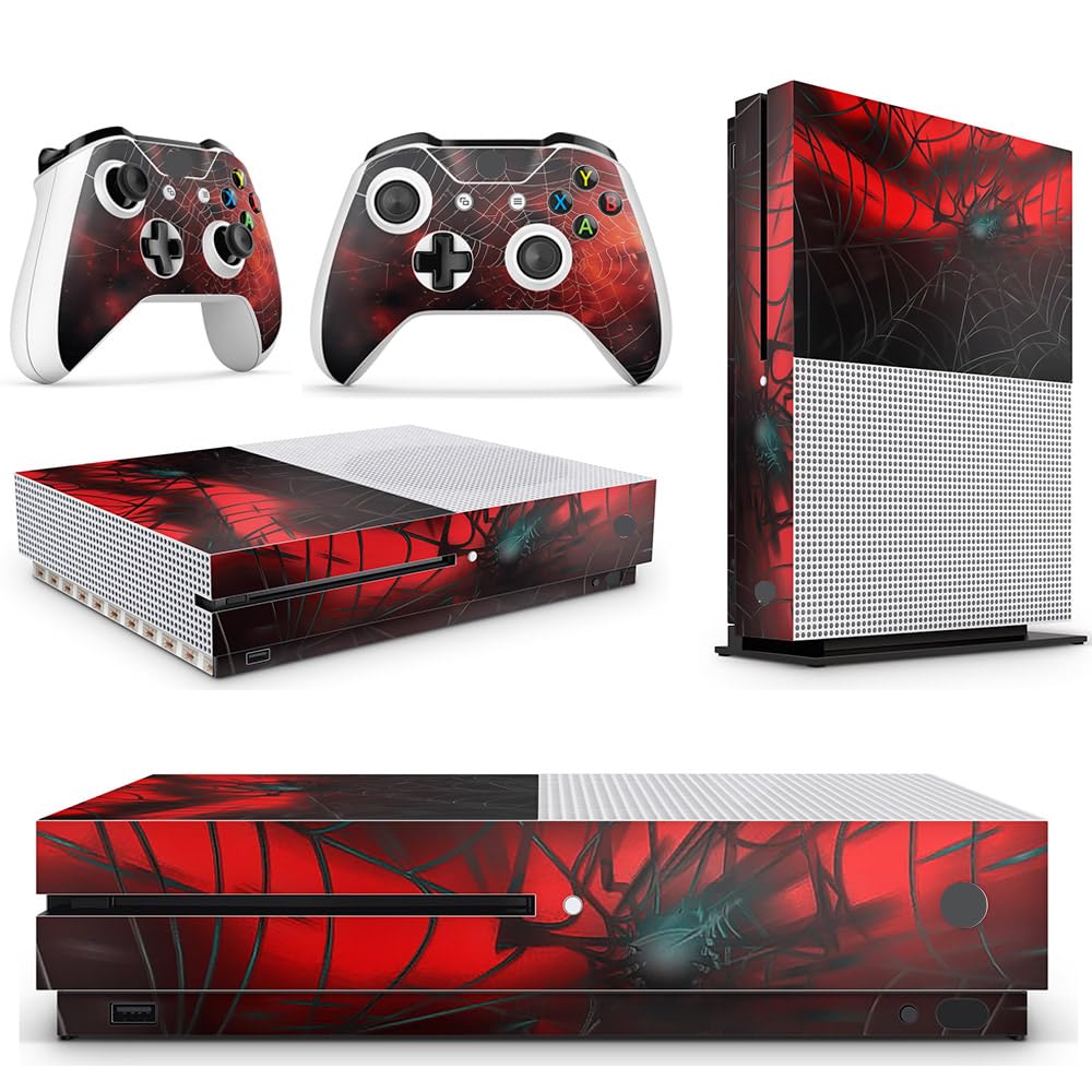 GNG Spider Console Skin Decal Sticker + 2 Controller Skins Compatible with XBOX One S