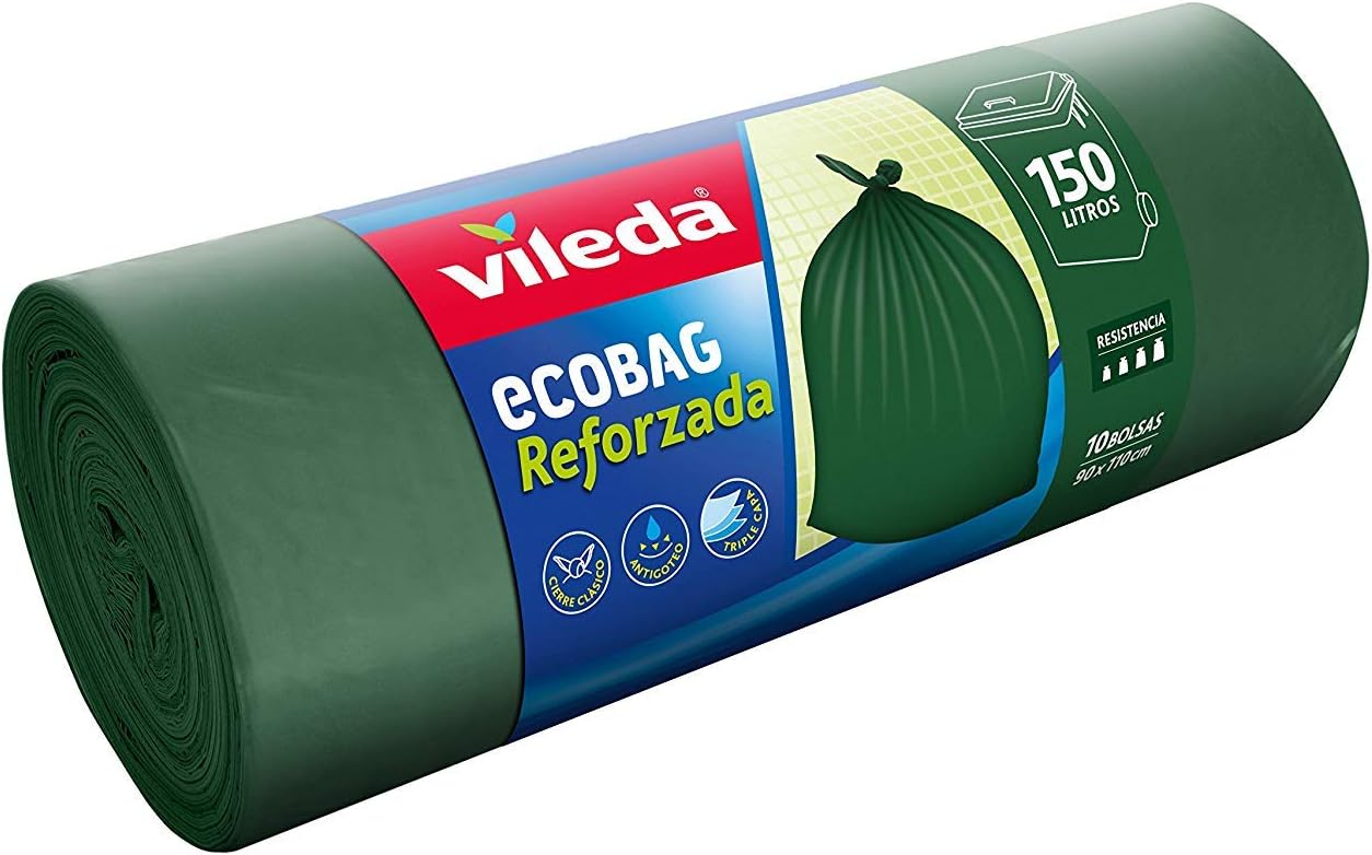 Vileda Pack de 10 Bolsas de Basura de 150 l: Amazon.es: Hogar