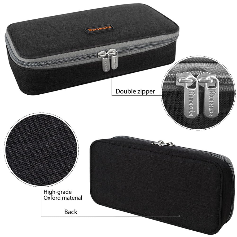 Homecube Capacious Pencil Case Marker Holder Pouch Desk Organizer Big Pencil Bag with Zipper Large Storage Box for College Middle School Office Supplies Stationery - Black