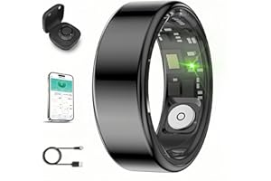 HIVISUALS Smart Ring for Men Women with Black Charging Box, Bluetooth, Health Ring , IP68 Waterproof, Fitness Ring Tracks Heart Rate/Sleep/Steps/Sports Activities/Blood Oxygen,non-subscription app (Black, 9)