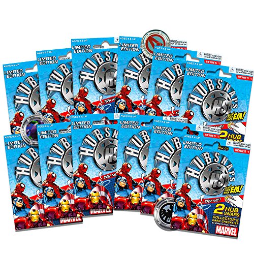 Marvel Superhero Blind Bags Party Favors Packs - 12 Super Hero Mystery Packs with Surprise Hubsnaps Toys (Party Supplies) (Blind Bags Set)