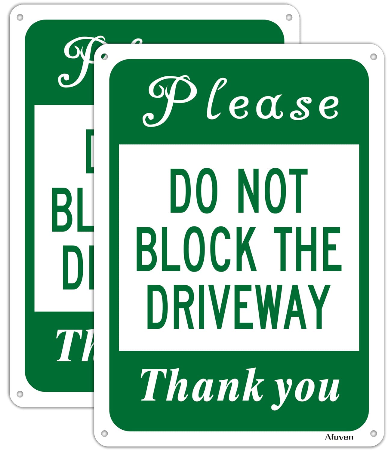 2 Pack Please Do Not Block The Driveway Thank You Signs, Metal Reflective 10" x 7" No Parking Sign Rust Free Aluminum, Easy Mounting Indoor or Outdoor Use, Waterproof Durable Ink