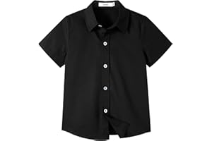 LOLANTA Boys Short Sleeve Formal Dress Shirts, Summer Button Down Shirt Kids Solid School Uniform Clothes for 2 to 13 Years