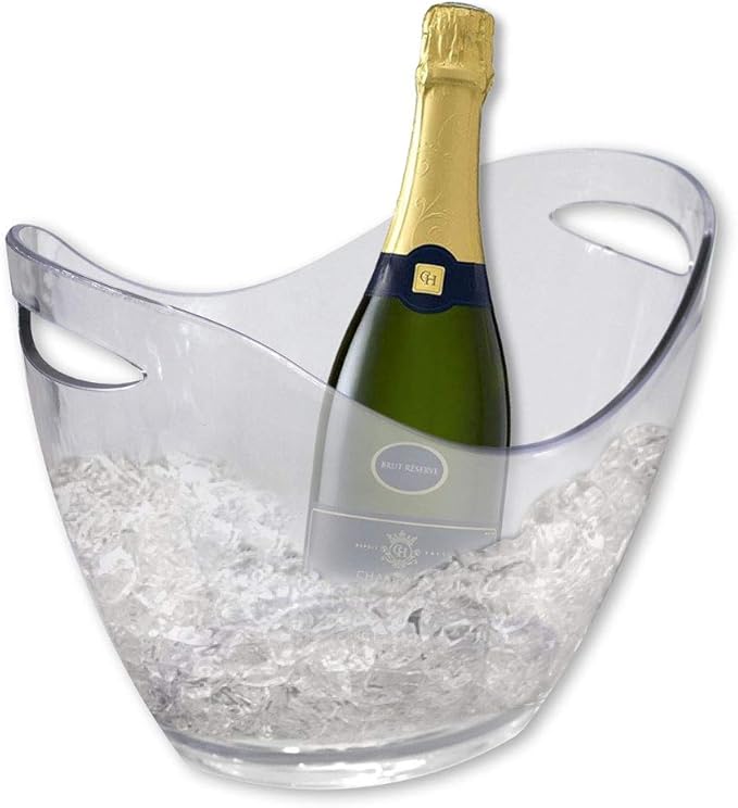 Vetrineinrete Secchiello Portaghiaccio Refrigeratore Trasparente Per Bottiglie Di Champagne Vino Acqua Cestello Porta Ghiaccio Ovale In Plexiglass Con Manici 35x25x26 Cm 65854 X3 Amazon It Casa E Cucina