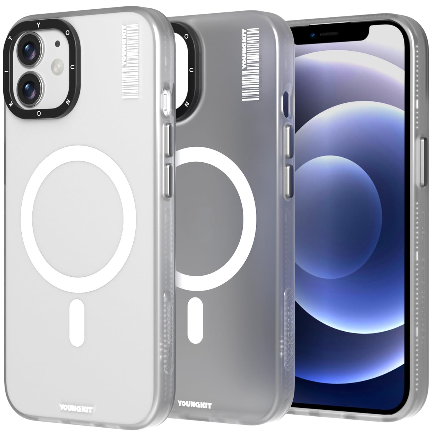 YOUNGKIT iPhone 12 case & iPhone 12 Pro case suitable for MagSafe: Ultra-thin magnetic silicone case Military Drop Tester Fingerprint and Scratch Resistant: 12 &12 Pro Titanium phone case Matte White