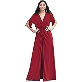 KOH KOH Womens 2026 Long Short Sleeve V-Neck Sexy Slimming Casual Summer Maxi Dress