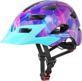 EXCLUSKY Kids Bike Helmet Purple 50-57cm CE Spinning Ventilation 5-13