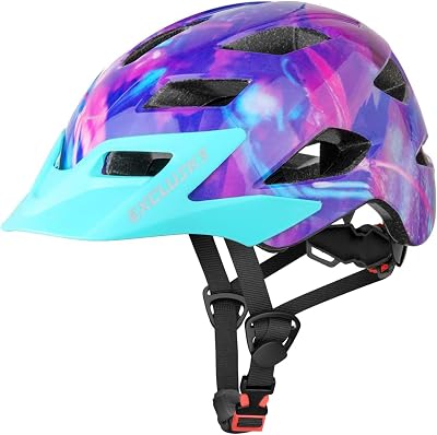 EXCLUSKY Kids Bike Helmet Purple 50-57cm CE Spinning Ventilation 5-13
