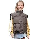Perfashion Girls Puffer Vest Zip Up Lightweight Sleeveless Jacket Puffy Warm Leather Winter Coat 4-13Y