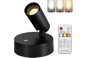 OTeedo Wireless Spotlights Indoor with Remote Up Lights Indoor Picture Light Battery Operated Spot Lights with 3 Color Dimmable Accent Uplighting Stick on Wall Light for Plant Artwork Black