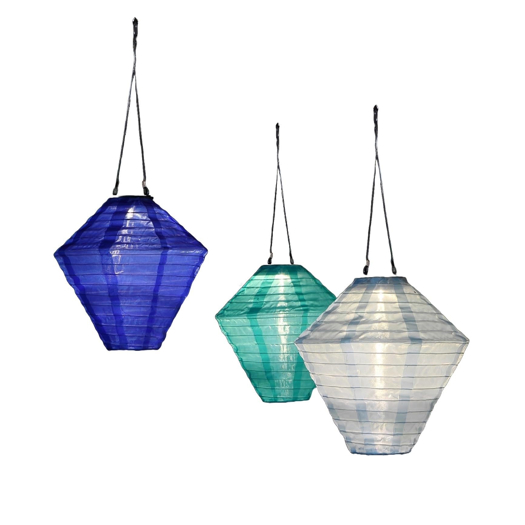 NOMA Solar Mandarin Diamond Lantern, 28 cm, Colour May Vary (Pack of 1), Blue/Green/Light Blue