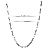 KISPER Silver Chain for Men Women - 925 Sterling Silver Italian Figaro Mariner Curb Chain Necklace for Men - Made in Italy
