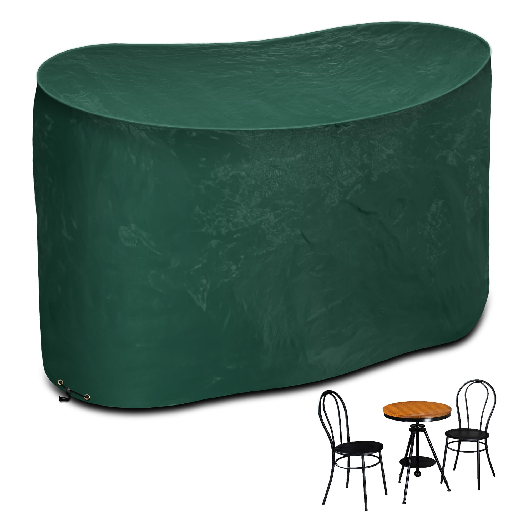 RICHIE Small Bistro Set Cover, 146 * 70 * 80cm Waterproof Garden Furniture Set Cover, Polyethylene Outdoor Bistro Table Chair Cover, Windproof Patio Furniture Cover, Anti-UV