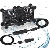 Dual 80mm USB Cooling Fan 10-Speed 5V/DC 12V Terrarium Computer Router Xbox | Waterproof 16dB low noise fan for gaming, AV, receiver, console, external exhaust. 10-speed, USB 5V/DC 12V, ball bearing