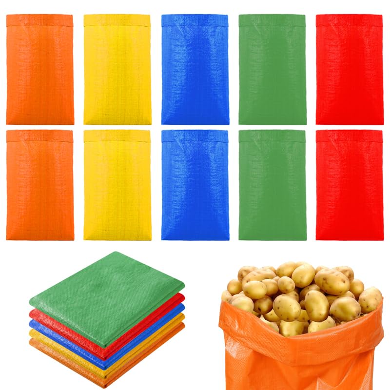 Photo 1 of 10Pcs Colorful Potato Sack Race Bags, Reusable Vegetable Storage Bags for Potato Tomato Onion Bean Storage