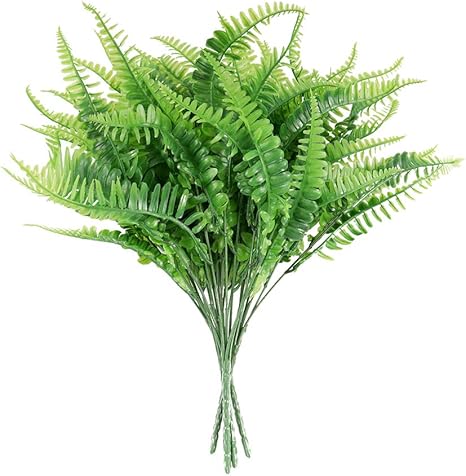 Amazon U N 人工ボストンシダ植物 ブッシュ アウトドア Uv耐性 植物 プラスチック 低木 吊り下げプランター ホームガーデン装飾用 4束 花 観葉植物 フラワーギフト オンライン通販