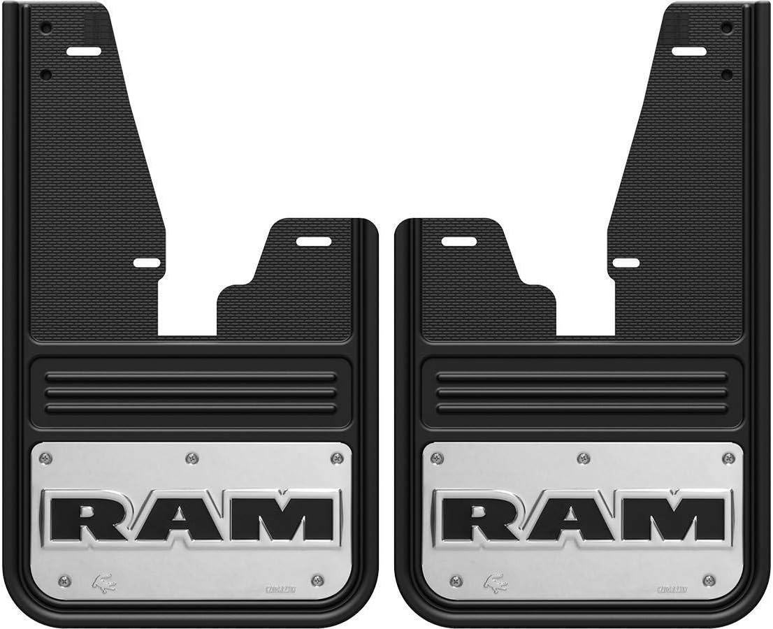 Gatorback RAM Text Logo Truck Mud Flaps (2009-18 RAM Front - with OEM Flares)