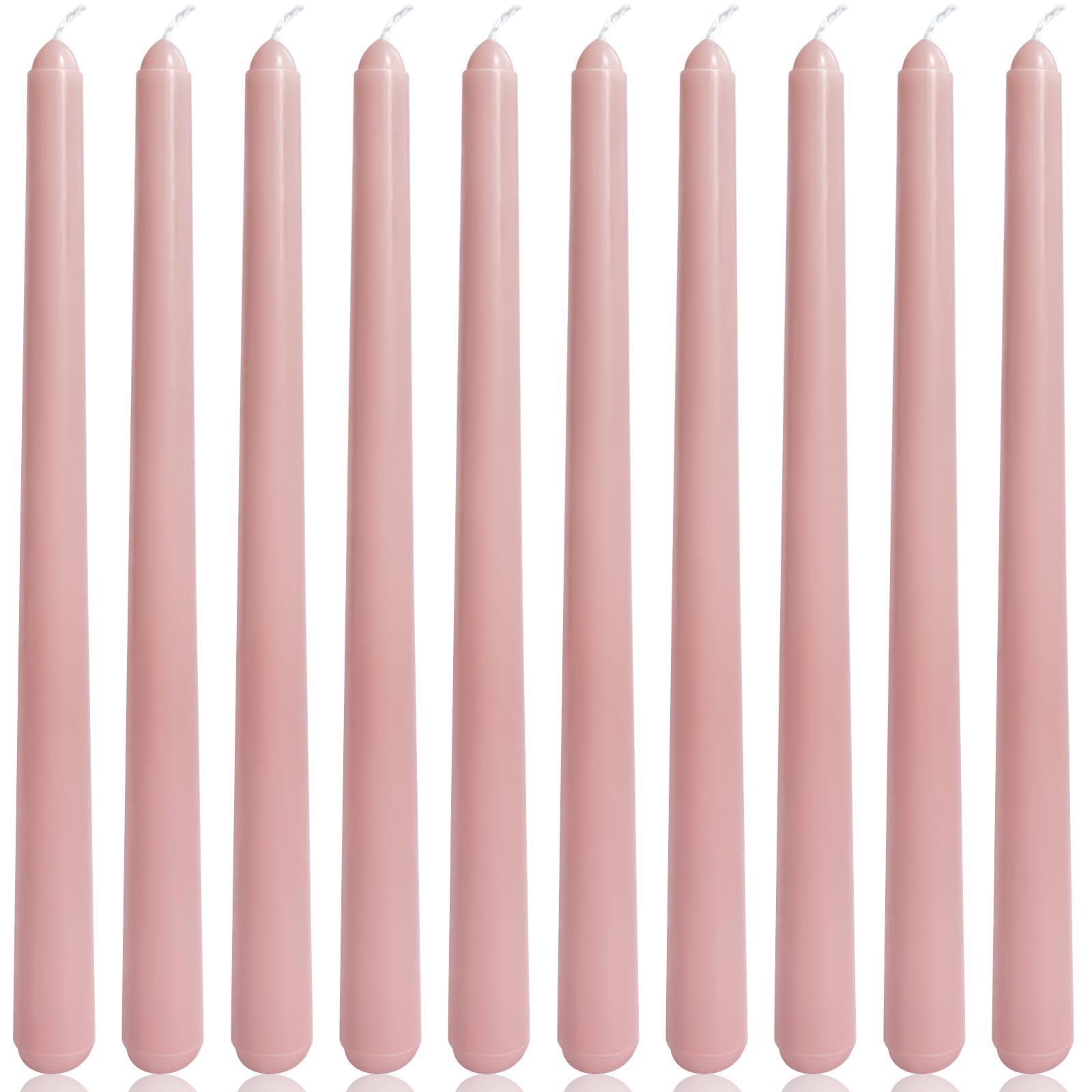 Photo 1 of 10 Inch Dusty Rose Taper Candles for Home Decoration, 10 Pack Unscented Candlesticks for Dinner Wedding Party, Smokeless and Dripless Candle Sticks